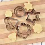 0813 Cookie Cutter Stainless Steel Cookie Cutter with Shape Heart Round Star and Flower (12 Pieces)
