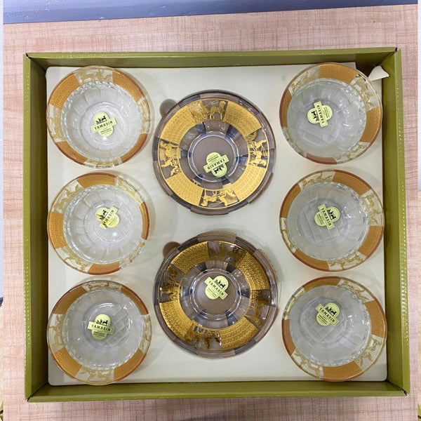 AM5963 Yamasin Premium Gold Edition Glass Bowl & Plate - Set of 8 pcs