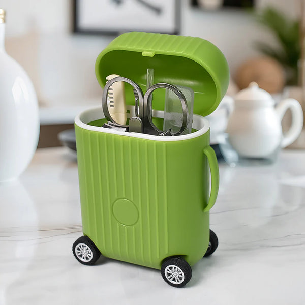 13572 Manicure Kit, Pedicure tools for feet, Nail Clipper (8 Pcs Set / With Mini 4 Wheel Suitcase Trolley)