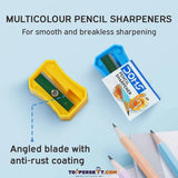 3593 Doms Pencil Sharpener Regular for Smooth & Breakless Sharpening , Playful Body Colors , Pack of 1 Pieces