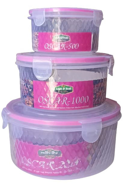 3600 Oscar Storage Container,  Air Tight Container, set of 3 pcs  2000ml, 1000ml, 500ml