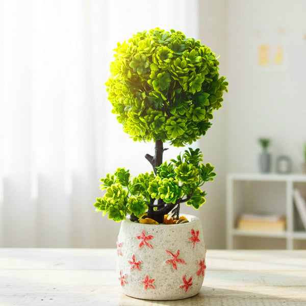AM6238 Green Topiary Ball Plant with Decorative Flower Pot