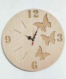 AM0599 Wooden Round Shape  Wall Clock 3-Butterfly design for Home -11.5x11.5