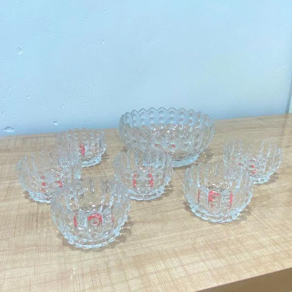 AM5983 Crystal Glass Serving Bowl (Multidesign)- Set of 1 Large & 6 Small Bowl-- KRPS041-L7 & KRPS021-L7 & KRPS031-L7)