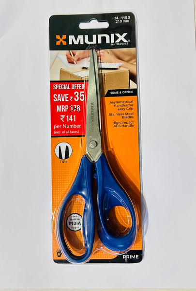 3917 Munix SL-1183 210 mm / 8.2" Stainless Steel Scissors | Pointed Tip with Shock Proof Body | Ergonomic & Comfortable Handles