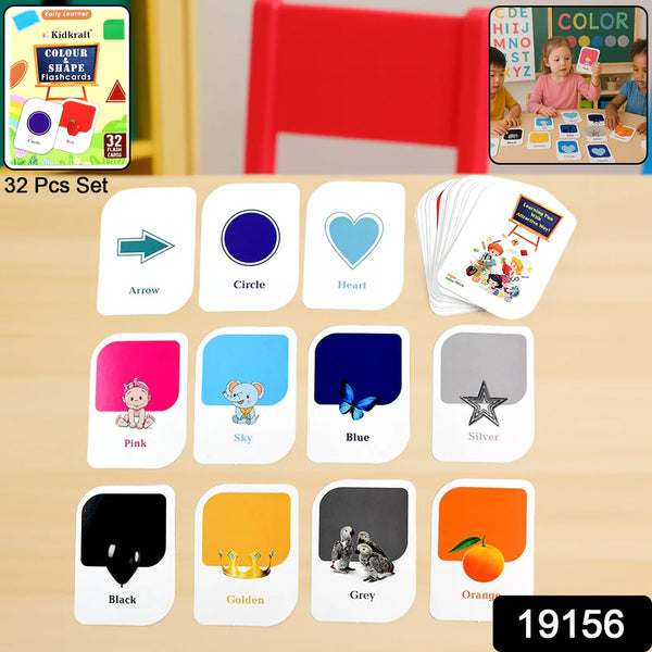 19156 Kidkraft Early Learner 32-Piece Color & Shape Flashcard Set