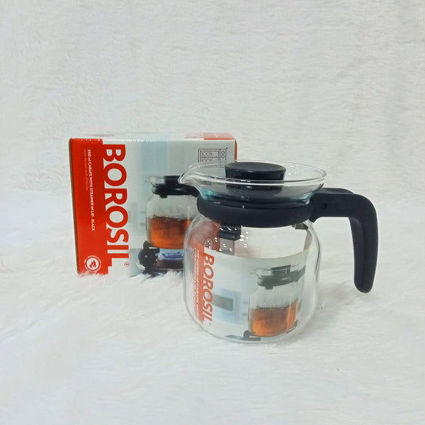 AM6164 Borosil 350 ml Glass Carafe with Strainer in Lid - Black
