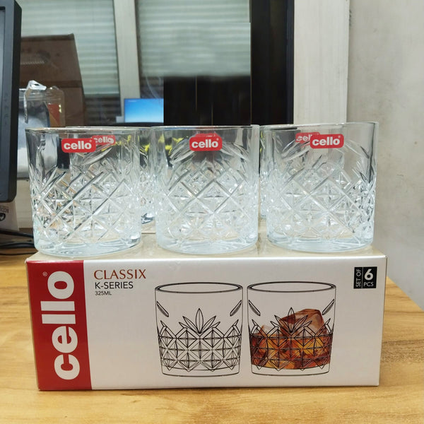 AM5694	Cello Classix, Swirl & Brilliant Design 325ml Tumbler - 6pcs set