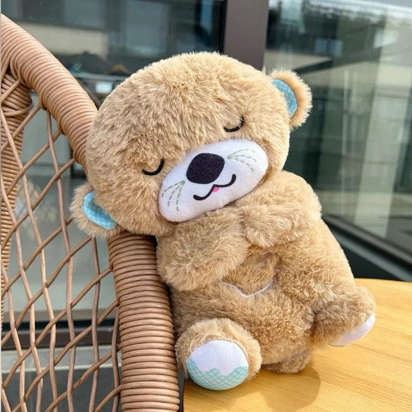 AM5412 Baby Soothing Music Tummy up Down with Light Breathing Teddy Bear Soft Toy Simulation Plush for Babies Kids Random Color