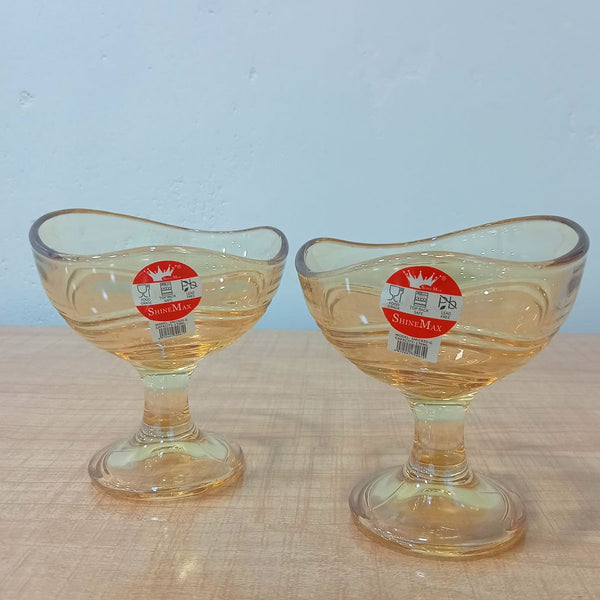 AM5996 Elegant Glass Ice Cream & Dessert Bowl 2 Pcs (SMIC-632-L2G & SMIC-632-L2B)