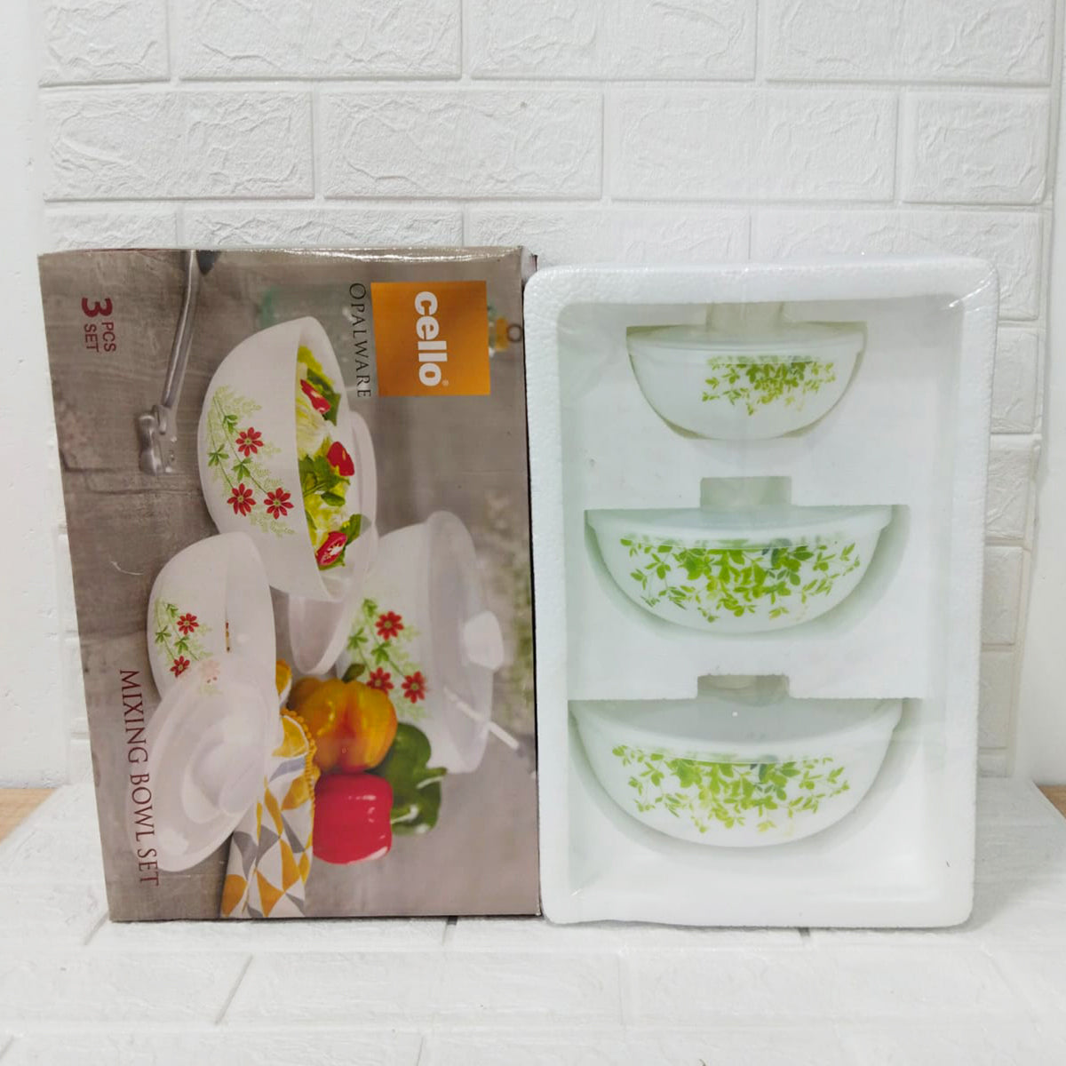 Di0207 Cello Opalware Royal Mixing Bowl with Premium Lid Set of