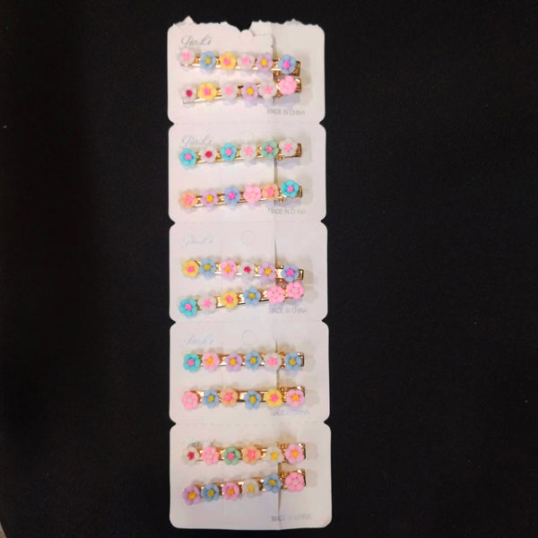 AM5879 Colorful Flower Hair Clip for Girls – Pack of 1 Pair