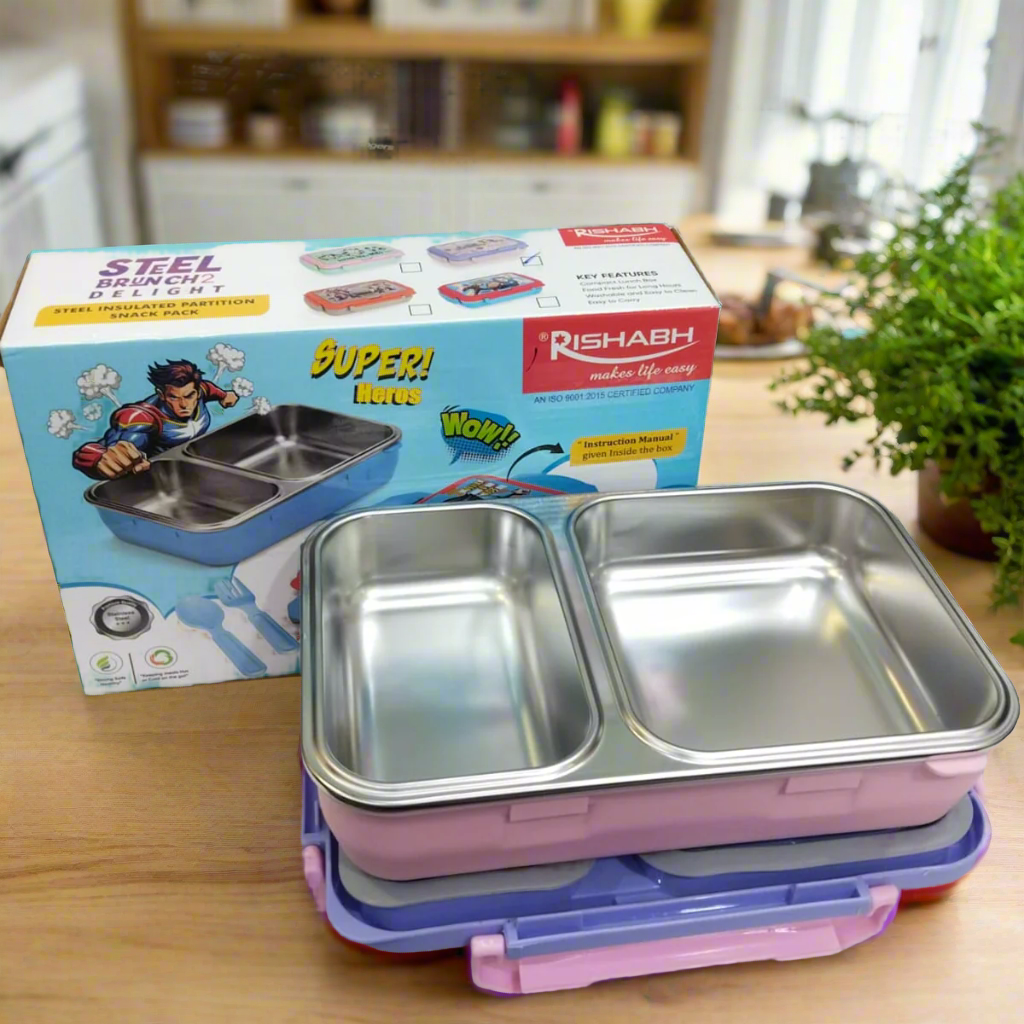 AM5649 Rishabh Steel Brunch 2 Delight Lunchbox With Spoons for