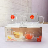 AM5375 Shine Max Transparent Glass Tea - Coffee Mug (Set Of 2 Pcs)