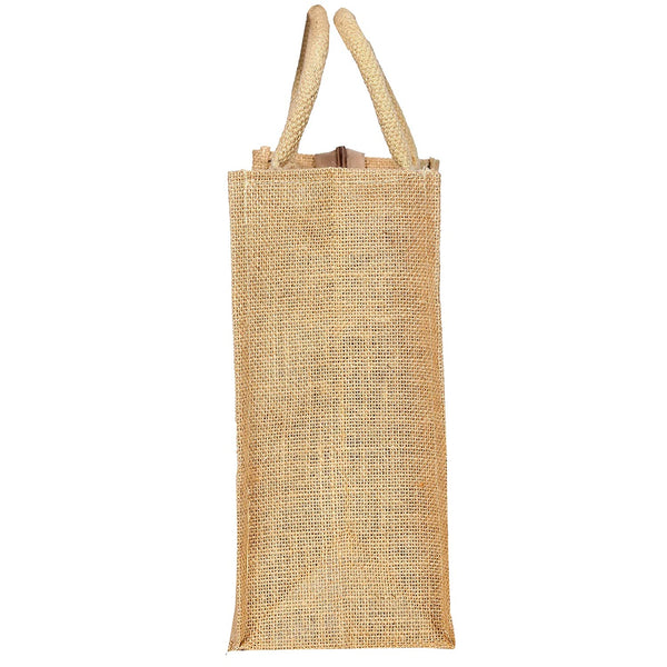 AM0034 Printed Eco-Friendly Jute Bag with Zip Closure