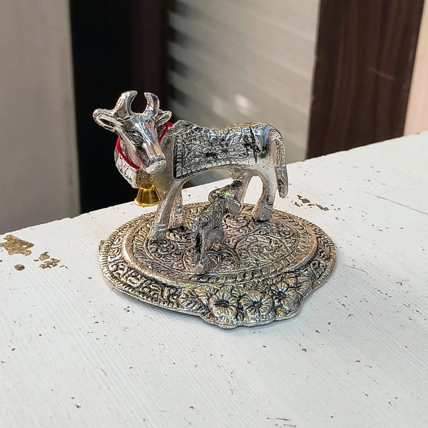 AM5589 Cow with Calf Silver Plated Big