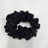 AM1285 Black Silk Hair Ties for Women Girls with Elastic Band - 1pc