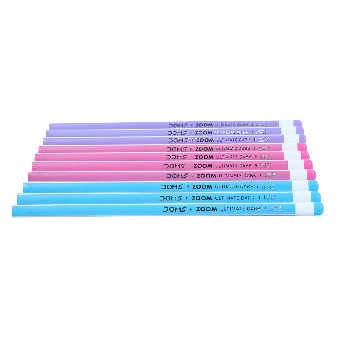 3594 DOMS Zoom Triangle Pencil with sharpner & eraser (Set of 10