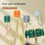 AM5095 Six Hook Sticky Hanger 6 Pc, Multipurpose Wall Hooks, Transparent Plastic Duty Wall Hook for Kitchen Bathroom Office Storage, Wall Mounted Towel Hanger
