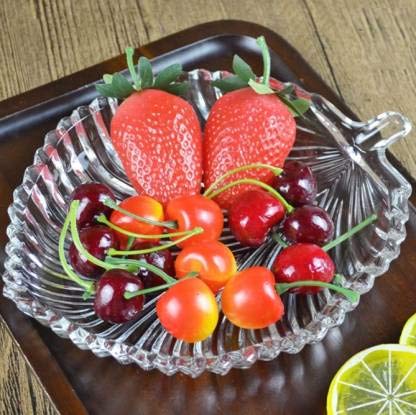 AM5387  Stylish Elegant Leaf Glass Plate for Serving Dry Fruits