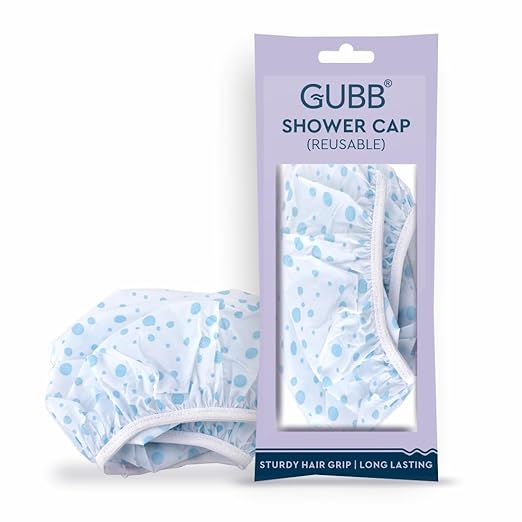 AM2049 Gubb Shower Cap Reusable Sturdy Hair Grip Waterproof Hair