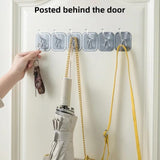 AM5095 Six Hook Sticky Hanger 6 Pc, Multipurpose Wall Hooks, Transparent Plastic Duty Wall Hook for Kitchen Bathroom Office Storage, Wall Mounted Towel Hanger