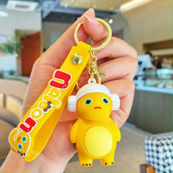 AM5892 3D MultiDesign Silicone Cartoon Animal 2 Keychains with 2 Hooks