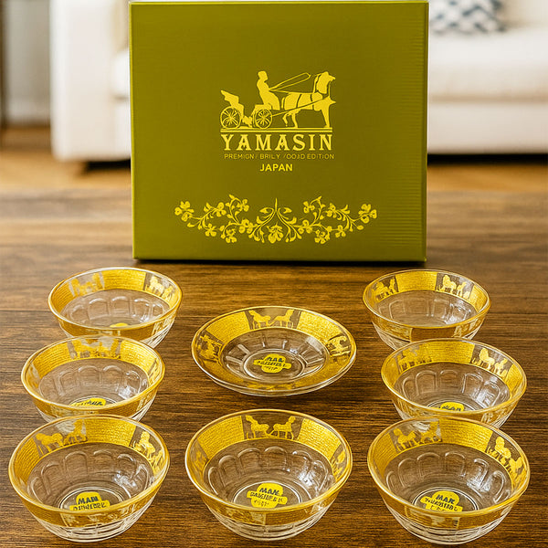 AM5963 Yamasin Premium Gold Edition Glass Bowl & Plate - Set of 8 pcs