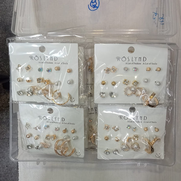 AM5781 - Combo Of 9 Multidesign Earrings Gold Platted Stud Earrings For Women And Girls