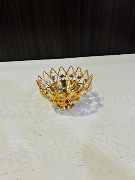 AM0359 Brass  Diamond & Lotus Style - Akhand Diya SIZE 1 BIG