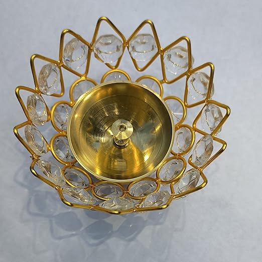 AM0359 Brass  Diamond & Lotus Style - Akhand Diya SIZE 1 BIG
