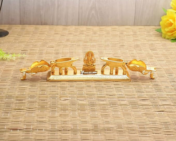 AM0361 Golden Plated Elephant Kankavati with Ganesha