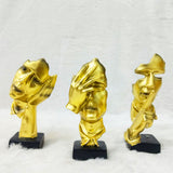 AM6231 Golden Abstract Face Sculptures (No.2) – Set of 3