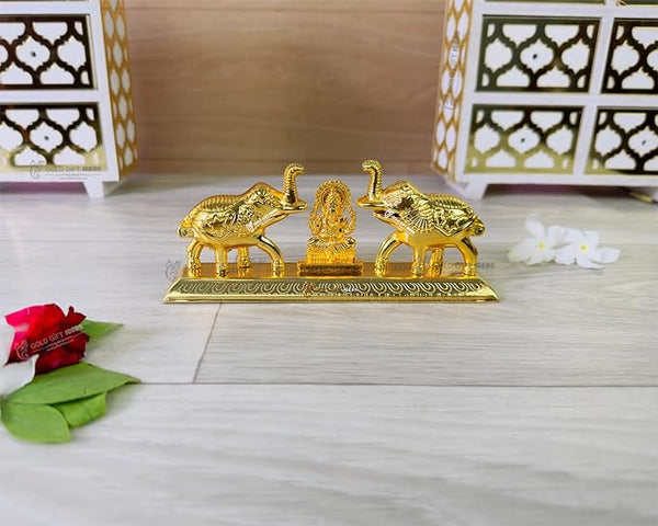 AM0361 Golden Plated Elephant Kankavati with Ganesha