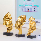 AM6231 Golden Abstract Face Sculptures (No.2) – Set of 3