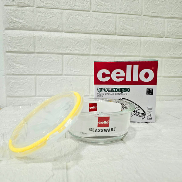 Di0003 Cello Fit & Fresh Clip-O Round Glass Storage Container - 650ml