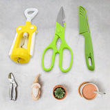 9142 MULTIFUNCTION KITCHEN TOOLS STAINLESS STEEL AND PLASTIC KITCHEN KNIFE AND SCISSOR IDEAL ACCESSORY SET FOR KITCHEN
