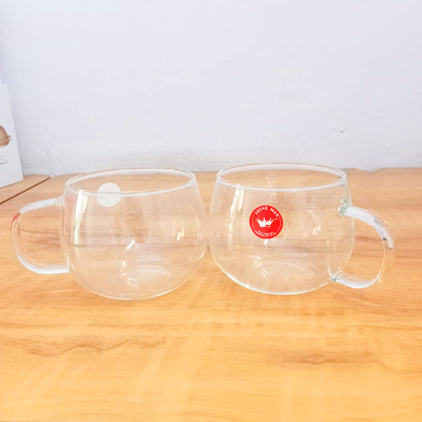 AM5375 Shine Max Transparent Glass Tea - Coffee Mug (Set Of 2 Pcs)
