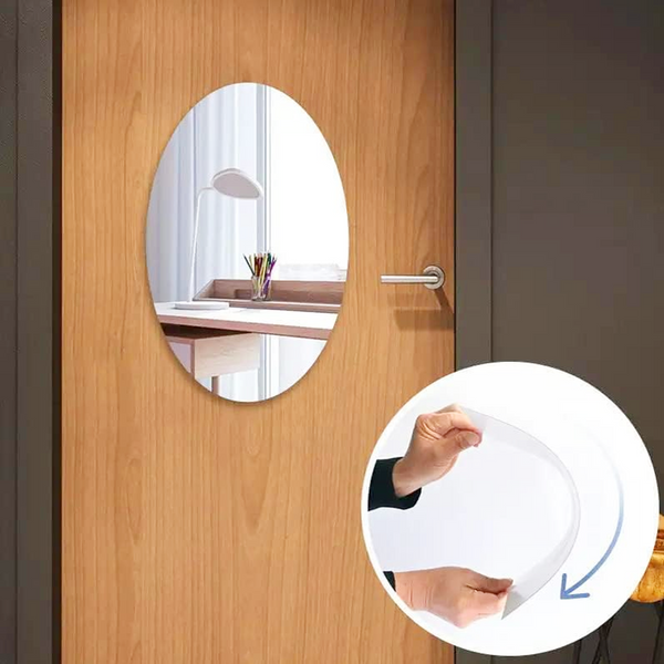 3111 Oval Shape Adhesive Mirror Sticker -(Size-30cm x 40cm) For Wall ,On Tiles, Bathroom, Bedroom, Living Roomm Basin Stickers Unbreakable Plastic