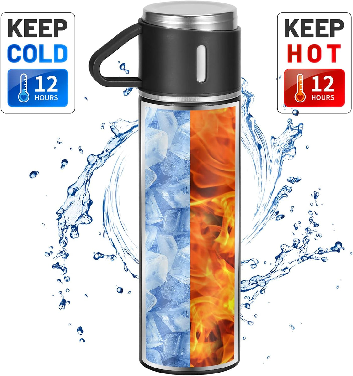 2834 Vacuum Flask Set Insulated Water Bottle Cups Gift Set