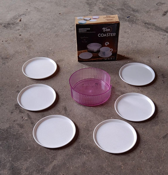 5513 COASTERS SET OF 6 PLASTIC COASTERS SPILL PROTECTION FOR TABLE DESK COFFEE CUP TEA CUP MUG