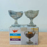 AM5996 Elegant Glass Ice Cream & Dessert Bowl 2 Pcs (SMIC-632-L2G & SMIC-632-L2B)