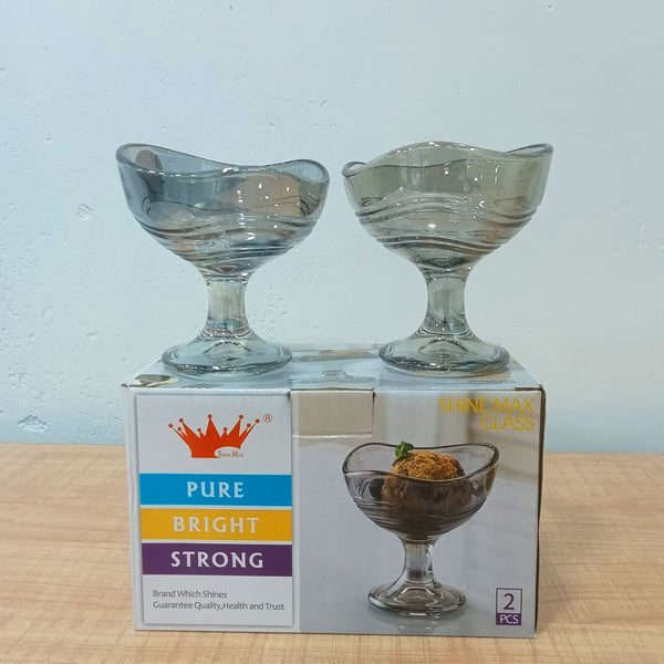 AM5996 Elegant Glass Ice Cream & Dessert Bowl 2 Pcs (SMIC-632-L2G & SMIC-632-L2B)