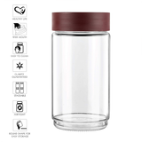 AM0663 CELLO Modustack Glassy Storage Jar | Glass Jar with Lid | Air Tight Steel Lid and Stackable | For Storage of Food, Pulses, Spice, Cereals, Cookies, Dry Food | 2000ml, Maroon
