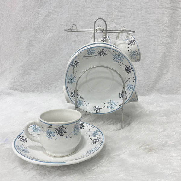Di0363 Lp Elegant Designer Cup & Saucer Set with Stainless Steel Stand (Set of 12pc)