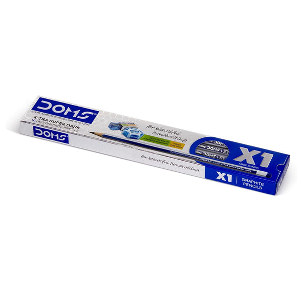 AM5505 Doms X1 X-Tra Super Dark Pencils 1 Pack - 10 Pencils - 1 Eraser + 1 Sharpener + 1 Protective Cap Free