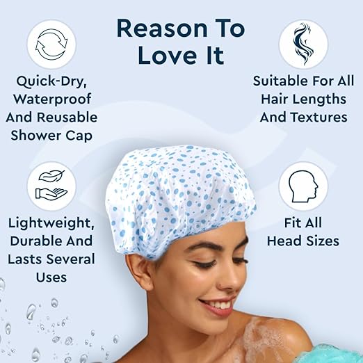 AM2049 Gubb Shower Cap Reusable Sturdy Hair Grip Waterproof Hair
