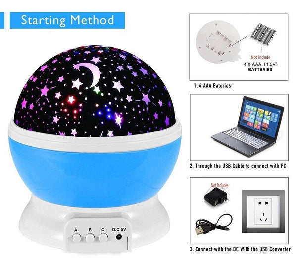 AM5046 Romantic Sky Star Master Night Light Projector Lamp with USB LED Rotation (Multi)