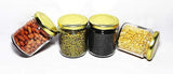 AM2999 Piramal Jar Round Glass Jar with Airtight Metal Lid, 190 ml, Gold Lid 1 Pcs