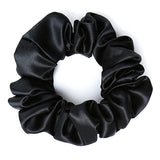 AM1285 Black Silk Hair Ties for Women Girls with Elastic Band - 1pc